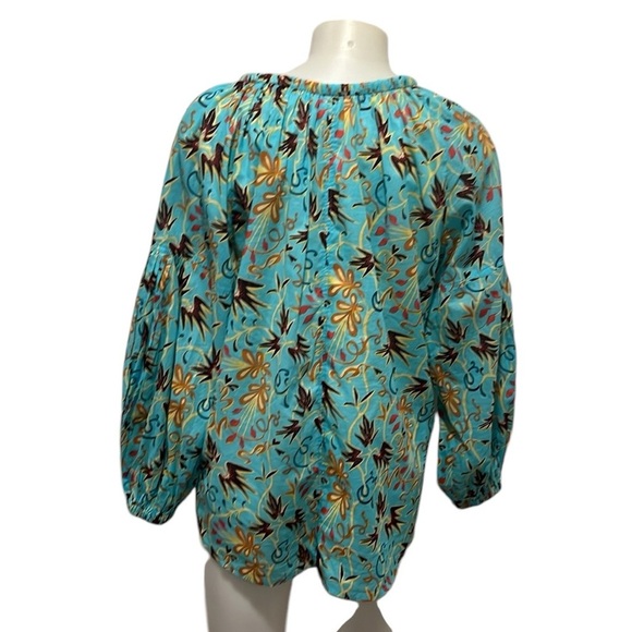 A.L.C Capri top grotto multi aqua floral blouse size 6 - Picture 4 of 10